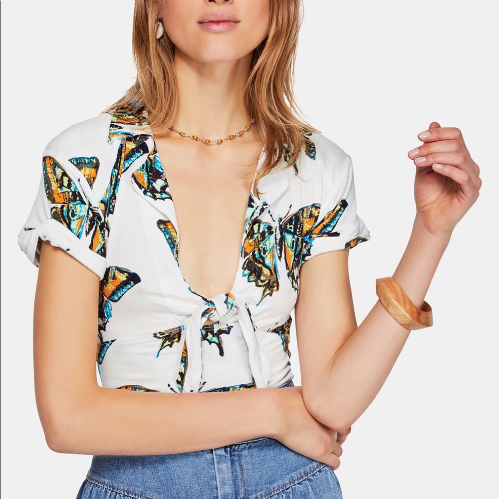 Free People Ready Set Sail Butterfly Top in White